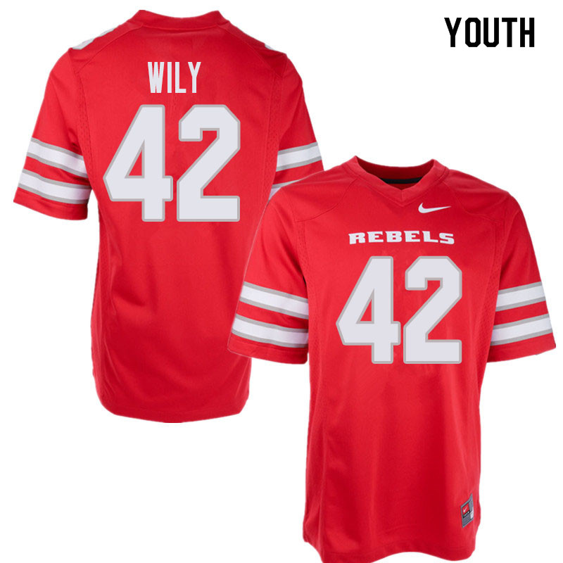 Youth UNLV Rebels #42 Salanoa-Alo Wily College Football Jerseys Sale-Red - Click Image to Close